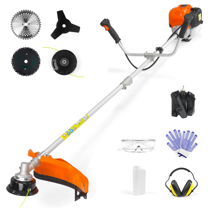 NEO-TEC 31cc 4-Cycle Gas Weed Wacker 4 in 1 String Trimmer/Edger 17'' with 10'' Brush Cutter x3 Rubber U-Handle & Shoulder Strap GX35NT